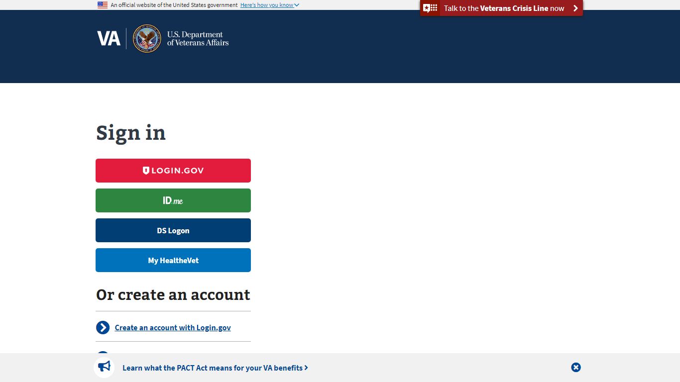 Login Page | Veterans Affairs